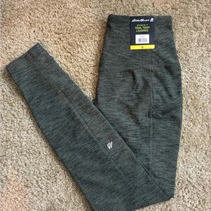 Eddie Bauer Trail Tight Leggings Green High Rise Zip Pocket S NWT